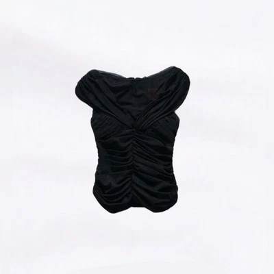 JS Collections Negro Vintage Malla Acanalada Top Cremallera Trasera Talla 4 Y2K Whimsygoth Foto 1 de 4