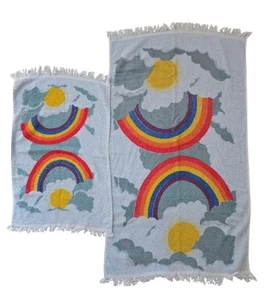 Vintage Cannon Blue Rainbow Towel Set 36" X 22" - Picture 1 of 1