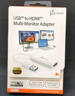 J5create JUA254 USB-A - HDMI Multi Monitor Adapter Mac/Windows Compatible #90240 - Image 1 of 4