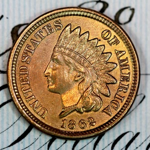 * 1862 * PRISTINE+ GEM BU MS INDIAN HEAD PENNY * FROM ORIGINAL COLLECTION - Picture 1 of 3