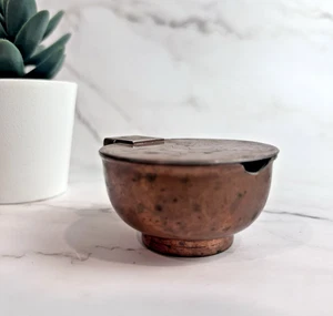 Antik Kupfer Messing Tasche Reise Becher Etui mit Klappdeckel Gravur Top - Bild 1 von 12