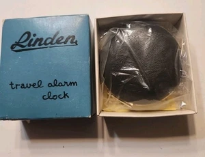 LINDEN JAPAN VINTAGE WIND UP WORLD MAP TRAVEL ALARM CLOCK 525, WORKS W/ BOX B379 - Picture 1 of 6