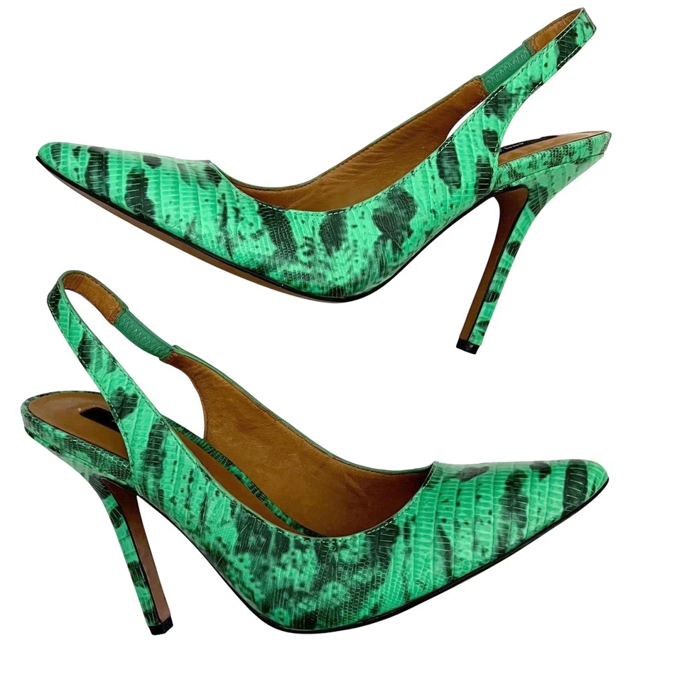 Zapatos de tacón Ann Taylor con puntera puntiaguda estampado de serpiente verde 7,5 Foto 1 de 4