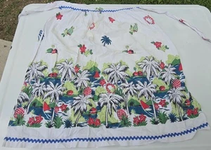 Medio delantal de tela de vela vintage casera con flores tropicales palmeras - Imagen 1 de 4