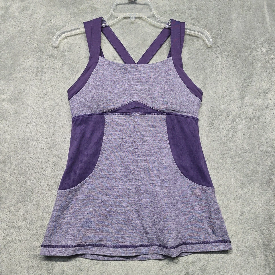 Lululemon Top 女式 8 码紫色内置胸罩运动背心普拉提瑜伽锻炼 — 第 1/4 张图片