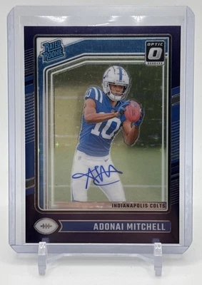 2024 Donruss Optic Adonai Mitchell Rated Rookie RPS Auto Purple Stars 9/42 - Image 1 of 4
