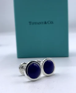 Tiffany & Co. Paloma Picasso Men's Silver Lapis Lazuli Cufflinks - Picture 1 of 5