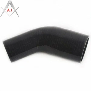 Black 2" to 2.25" 51mm-57mm Silicone 45 Degree Elbow Reducer Pipe Coupler Hoses - Picture 1 of 4