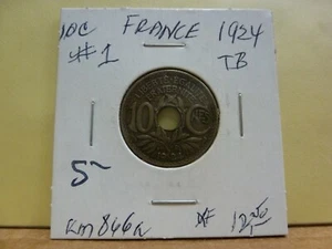 1924 France 10 Centimes Copper-Nickel KM#866a - #1 - Picture 1 of 2