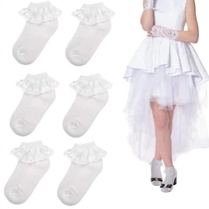 6 Pack Girls Frilly Socks Lace Ruffle Frilly Socks for Women Lace Ankle Socks... - Picture 1 of 7
