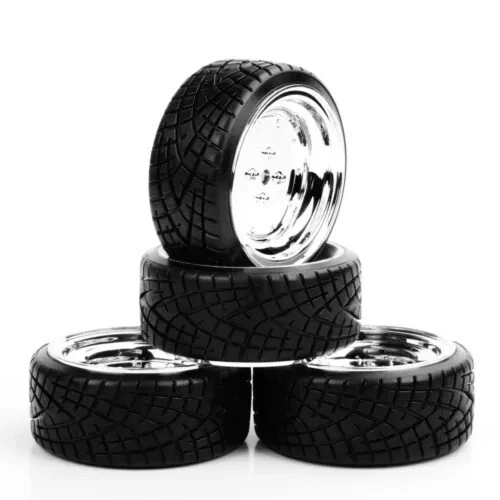 4Pcs 6mm offset Tires&Wheel Rims 12mm Hex For 1/10 HPI HSP Drift RC Car Vehicle - Image 1 of 4