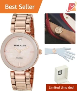 Women's Diamond Dial Watch Rose Gold Bracelet Adjustable Water Resistant Jewelry - Picture 1 of 6