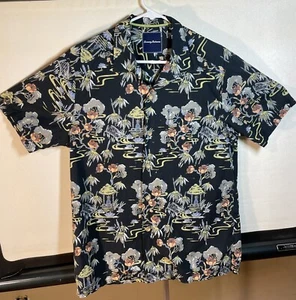Tommy Bahama Größe Small 100 % Baumwolle hawaiianisches Hemd schwarz orange grün Blumenmuster - Bild 1 von 12