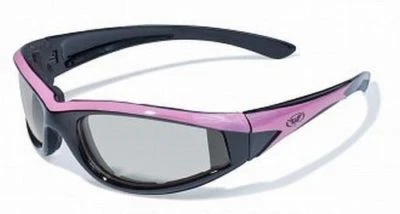 Womens Pink Padded Motorcycle Sunglasses-TRANSITION PHOTOCHROMIC or Flash Mirror - Image 1 of 2