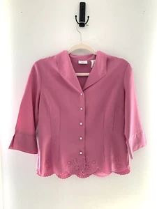 Covington Petite Small Womens Faux Pearl Button Over Coat 3/4 Sleeve B - Picture 1 of 7