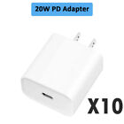 Bluk Lot 20W PD USB-C Power Adapter Fast Wall Charger For iPhone 11/12 13 Pro XR