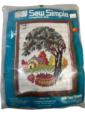 Vintage Sew Simple Long Stitch Needlepoint Kit Fall 603-001 9x12” New Old Stock - Image 1 of 3