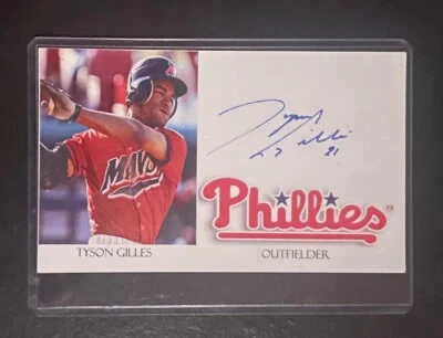 TYSON GILLES AUTHENTIC AUTOGRAPHED 3 X 5 CARD BASEBALL - Image 1 of 4