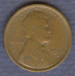 1910-S- Lincoln Wheat Cent- Fine-Very Fine- Semi-Key - Brown - Picture 1 of 1