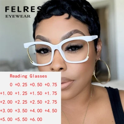 Óculos de leitura feminino quadrado anti luz azul lente transparente armação completa - Imagem 1 de 4