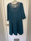 CITY CHIC TEAL SPECIAL OCCASION DRESS MESH NECKLINE SIZE XL (AU 22) SIDE POCKETS