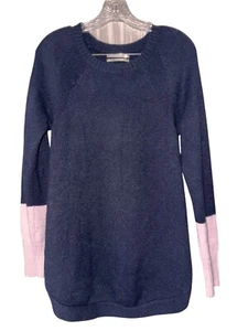 Suéter Anthropologie azul marino y rosa con mangas en contraste para mujer mezcla de lana mediana - Imagen 1 de 7