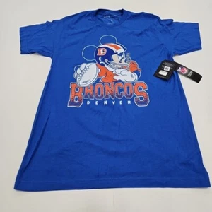 NWT Denver Broncos Disney x Junk Food Mickey Blue T-Shirt Medium New With Tags - Picture 1 of 7