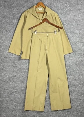 VINTAGE 60s 70s Calvin Klein Shirt Pants Set Women 8/10 MOD Cotton Suit Pullover - Image 1 of 4