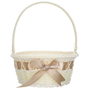 Rattan Flower Basket with Handle for Weddings, Easter & Picnics-CC