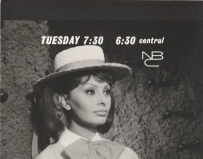 Original NBC Telop Bump Card Promo Photo 1950's Sophia Loren DBW  - Image 1 of 3