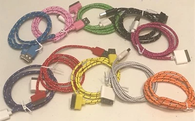 Round Braided Rugged Nylon Charger Cable Power Cord for iPhone 4 4S 3GS iPod 1 - Image 1 of 4