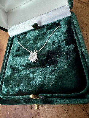 Diamond Necklace  3Ct Round Cut Lab Created Moissanite 14K White Gold Plated - Image 1 of 4