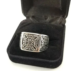 Heavy Mens Maltese Cross Spike Stainless Steel Ring Durable Biker - Picture 1 of 7