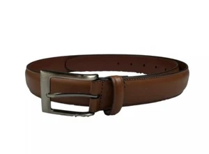 Perry Ellis Mens Solid Leather Dress Belt Brown M 34/36 - Picture 1 of 4