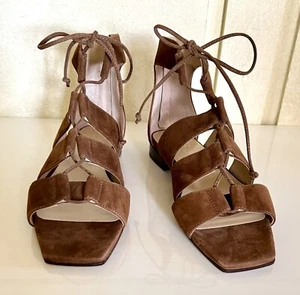 Banana Republic 7.5 brown suede flat lace-up gladiator sandals new w/dustbag - Picture 1 of 7