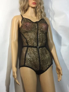 Nuevo sin etiquetas Traje corporal Taryn Winters lentejuelas cuentas malla de tul hecho a mano en la ciudad de Nueva York - Imagen 1 de 20