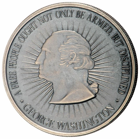 2 oz Silver Washington Bill of Rights 2nd Amendment Antiqued Medal BU Cover