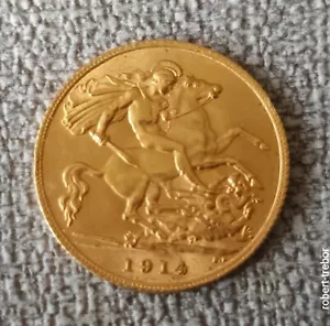 1914 - George V - 22ct Gold Half Sovereign - My Ref : AT286 - Picture 1 of 2