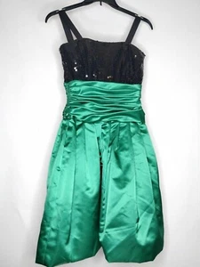 Morton Myles Damen Kleid Größe 8 Grün Schwarz Ärmellos Mittellang Party Glänzend - Bild 1 von 3