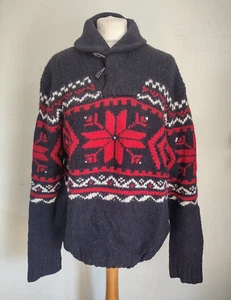 RALPH LAUREN Size L Blue/Red/White WOOL/ALPACA Mix Shawl Collar JUMPER - Picture 1 of 9