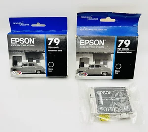 2x Genuine OEM Epson 79 Black High-Yield Ink Cartridges (EXP 12/2021 & 11/2022) - Picture 1 of 9