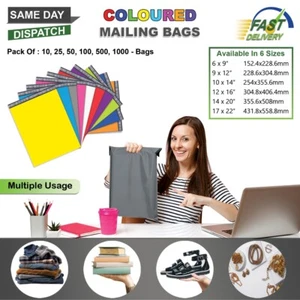 STRONG MAILING BAGS MIXED PLASTIC POSTAL MAIL POSTAGE POLY COLOURED - Picture 1 of 2