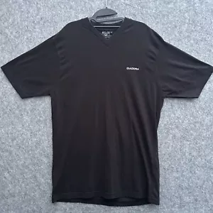 Vintage Diadora T-shirt Men’s Large Black V-neck Embroidered Y2K - Picture 1 of 7