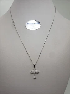 COLLANA DA DONNA CON CROCE CON ZIRCONI IN ORO BIANCO 18KT 750 2,9 GR. (3408) - Foto 1 di 8