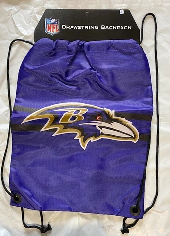 Baltimore Ravens Drawstring Back Pack NEW Back Sack - Free U.S.A. Shipping Cover