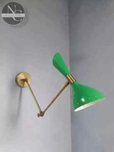 Italian brass wall sconce Mid century Modern Sconce Swing arm Wall Light Bedside - Picture 1 of 7