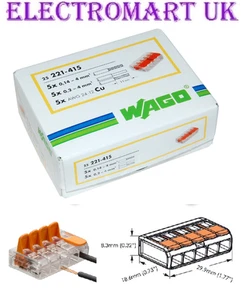 25 X 221-415 ORIGINAL WAGO 5 WEGE FEDERHEBEL KABEL KABEL STECKERBLOCK - Bild 1 von 1