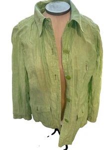 Basler Button-Up textured Linen Flax Jacket Blazer lagenlook Casual Wear M EU 4O - Picture 1 of 14