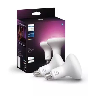 1 pk of 2 Philips Hue BR30 E26 LED Smart Light Bulbs 85W Color and White 578096 - Image 1 of 2