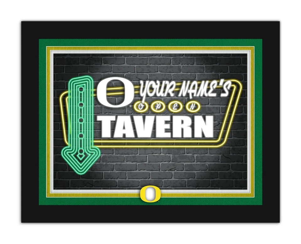 Oregon Ducks Personalized Framed Neon Tavern Print Sign 18x14 - Image 1 of 1